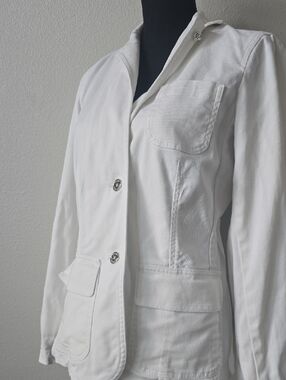 Ralph Lauren White Denim Cotton Blazer Jacket